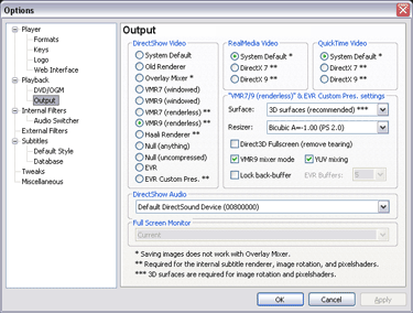 Settings to correctly enable VMR9 in Media Player Classic Homecinema